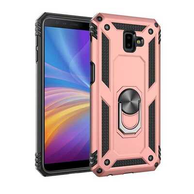 Microsonic Samsung Galaxy J6 Plus Kılıf Military Ring Holder Rose Gold