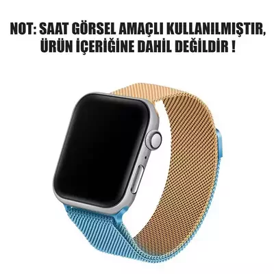 Microsonic Apple Watch Series 8 45mm Dual Color Milanese Loop Kordon Gold Mavi