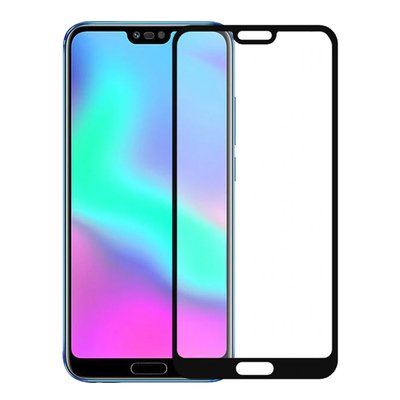 Microsonic Huawei Honor 10 Kavisli Temperli Cam Ekran Koruyucu Film Siyah