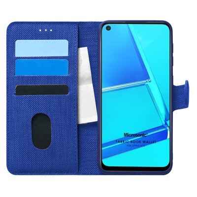 Microsonic Oppo A72 Kılıf Fabric Book Wallet Lacivert