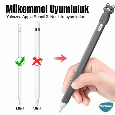 Microsonic Apple Pencil (2. nesil) Kılıf Figürlü Silikon Crtn-Fgr-Str-Angl