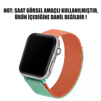 Microsonic Apple Watch Series 8 41mm Dual Color Milanese Loop Kordon Yeşil Turuncu