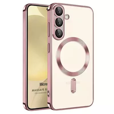 Microsonic Samsung Galaxy S25 Kılıf MagSafe Luxury Electroplate Rose Gold