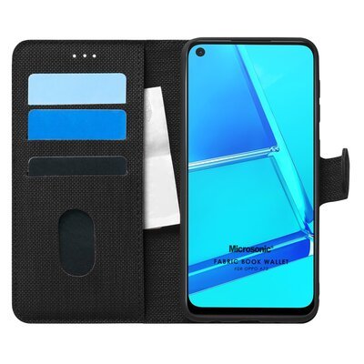 Microsonic Oppo A72 Kılıf Fabric Book Wallet Siyah