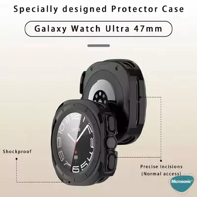 Microsonic Samsung Galaxy Watch Ultra 2025 Kılıf 360 Full Round Soft Silicone Şeffaf