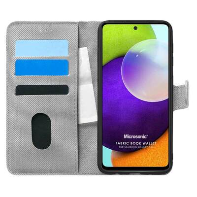 Microsonic Samsung Galaxy A52 Kılıf Fabric Book Wallet Gri