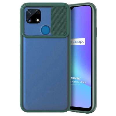 Microsonic Realme C25 Kılıf Slide Camera Lens Protection Koyu Yeşil