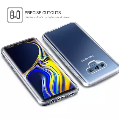 Microsonic Samsung Galaxy Note 9 Kılıf 6 tarafı tam full koruma 360 Clear Soft Şeffaf