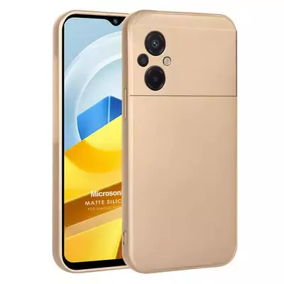 Microsonic Xiaomi Poco M5 Kılıf Matte Silicone Gold