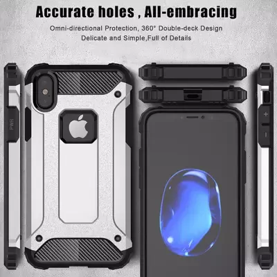 Microsonic Apple iPhone XS Max (6.5'') Kılıf Rugged Armor Gümüş