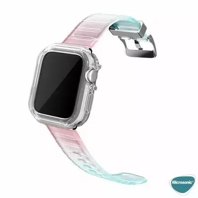 Microsonic Apple Watch 8 41mm Kordon Fullbody Quadra Resist Beyaz Rose