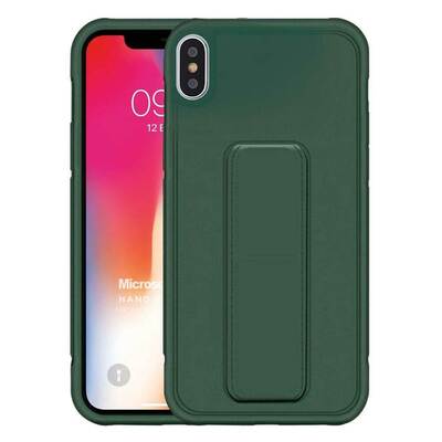 Microsonic Apple iPhone XS Max Kılıf Hand Strap Koyu Yeşil