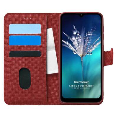 Microsonic General Mobile GM 21 Kılıf Fabric Book Wallet Kırmızı