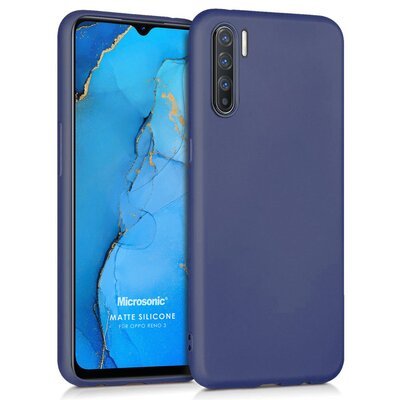 Microsonic Oppo Reno 3 Kılıf Matte Silicone Lacivert