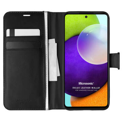 Microsonic Samsung Galaxy A52s Kılıf Delux Leather Wallet Siyah