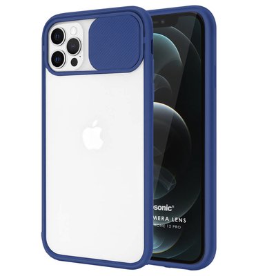 Microsonic Apple iPhone 12 Pro Kılıf Slide Camera Lens Protection Lacivert