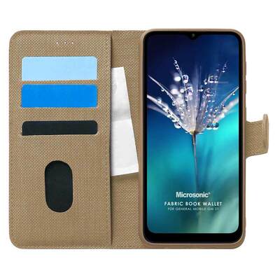 Microsonic General Mobile GM 21 Kılıf Fabric Book Wallet Gold