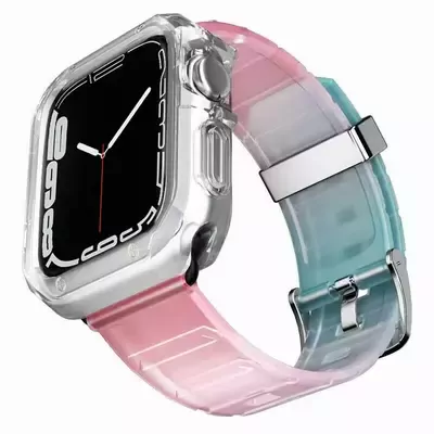 Microsonic Apple Watch SE 2022 44mm Kordon Fullbody Quadra Resist Pembe Mavi