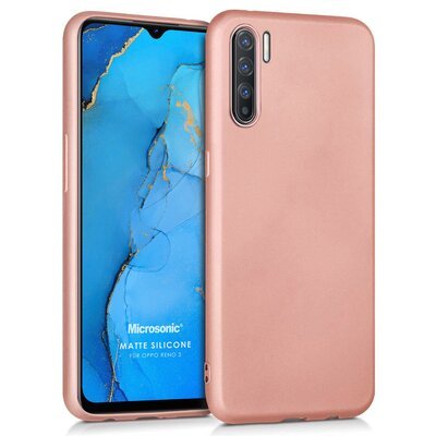 Microsonic Oppo Reno 3 Kılıf Matte Silicone Rose Gold