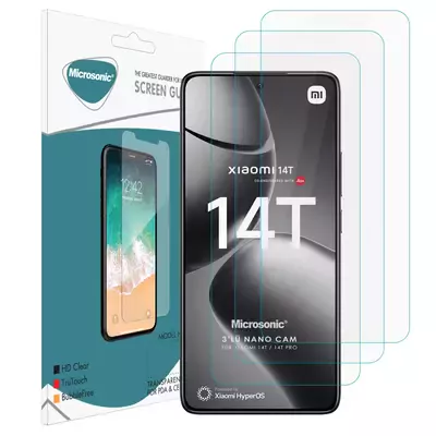 Microsonic Xiaomi 14T Pro Screen Protector Nano Glass Cam Ekran Koruyucu (3`lü Paket)