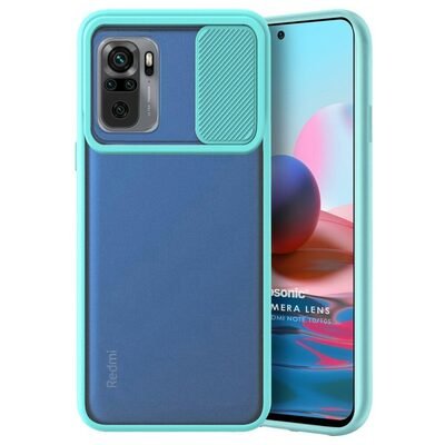 Microsonic Xiaomi Redmi Note 10 Kılıf Slide Camera Lens Protection Turkuaz