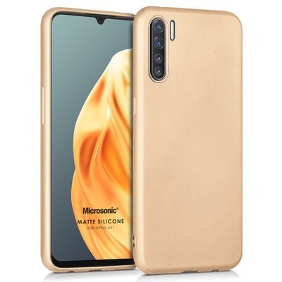 Microsonic Oppo A91 Kılıf Matte Silicone Gold