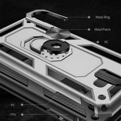 Microsonic Samsung Galaxy S10E Kılıf Military Ring Holder Siyah