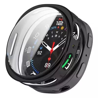 Microsonic Samsung Galaxy Watch 8 44mm Kılıf Ekranı Tam Kaplayan 360 Full Round Soft Silicone Siyah