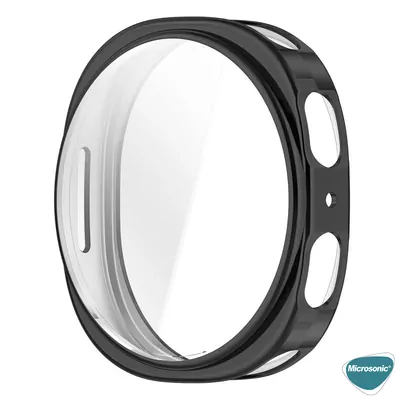 Microsonic Samsung Galaxy Watch 8 44mm Kılıf Ekranı Tam Kaplayan 360 Full Round Soft Silicone Siyah