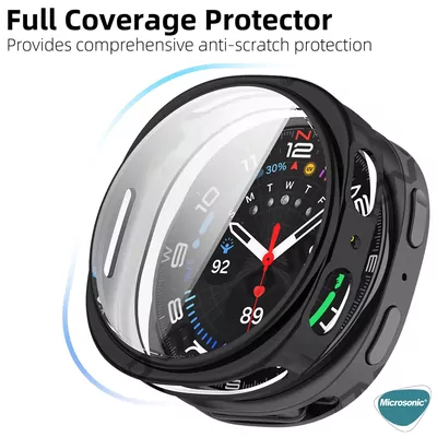 Microsonic Samsung Galaxy Watch 8 44mm Kılıf Ekranı Tam Kaplayan 360 Full Round Soft Silicone Siyah