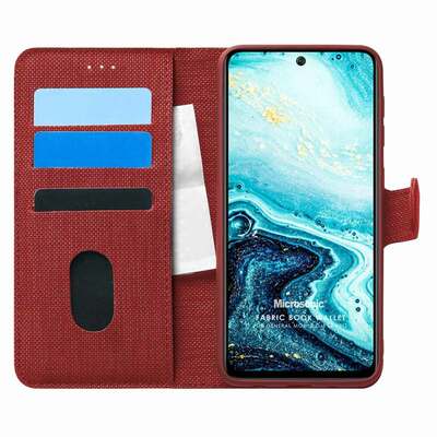 Microsonic General Mobile GM 21 Plus Kılıf Fabric Book Wallet Kırmızı