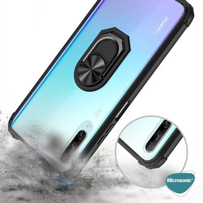 Microsonic Huawei Y9S Kılıf Grande Clear Ring Holder Kırmızı