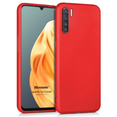 Microsonic Oppo A91 Kılıf Matte Silicone Kırmızı