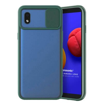 Microsonic Samsung Galaxy A01 Core Kılıf Slide Camera Lens Protection Koyu Yeşil