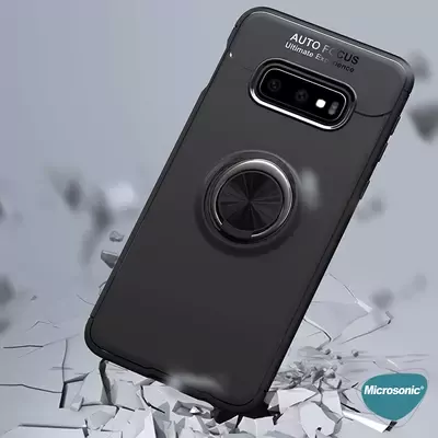 Microsonic Samsung Galaxy S10e Kılıf Kickstand Ring Holder Siyah