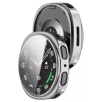 Microsonic Samsung Galaxy Watch 8 44mm Kılıf Ekranı Tam Kaplayan 360 Full Round Soft Silicone Gümüş