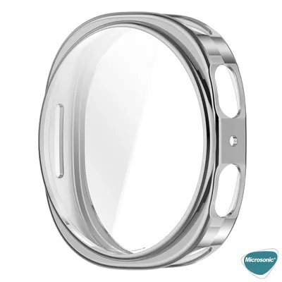 Microsonic Samsung Galaxy Watch 8 44mm Kılıf Ekranı Tam Kaplayan 360 Full Round Soft Silicone Gümüş