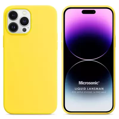 Microsonic Apple iPhone 14 Pro Max Kılıf Liquid Lansman Silikon Sarı