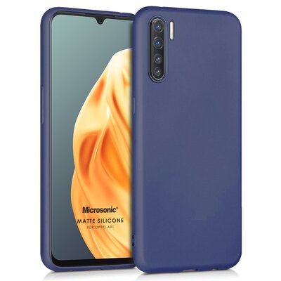 Microsonic Oppo A91 Kılıf Matte Silicone Lacivert