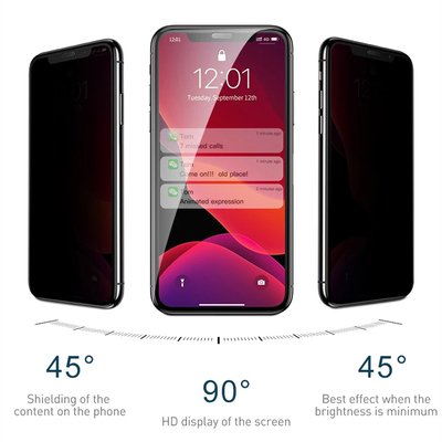 Microsonic Apple iPhone 11 Invisible Privacy Kavisli Ekran Koruyucu Siyah