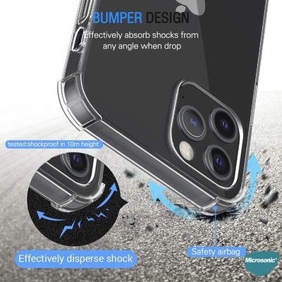 Microsonic Apple iPhone 12 Pro Kılıf Anti Shock Silikon Şeffaf