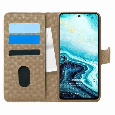 Microsonic General Mobile GM 21 Plus Kılıf Fabric Book Wallet Gold