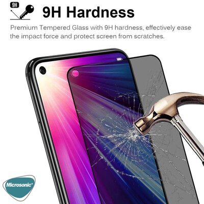 Microsonic Oppo A52 Invisible Privacy Kavisli Ekran Koruyucu Siyah