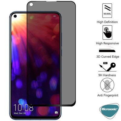 Microsonic Oppo A52 Invisible Privacy Kavisli Ekran Koruyucu Siyah