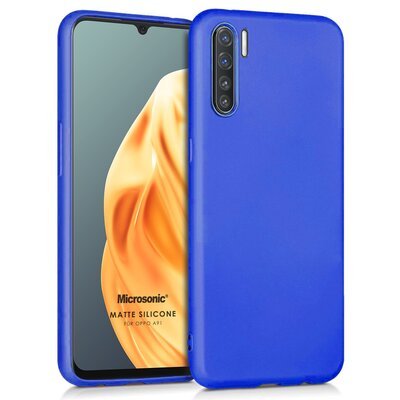 Microsonic Oppo A91 Kılıf Matte Silicone Mavi