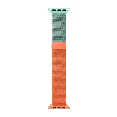 Microsonic Apple Watch Series 7 45mm Dual Color Milanese Loop Kordon Yeşil Turuncu