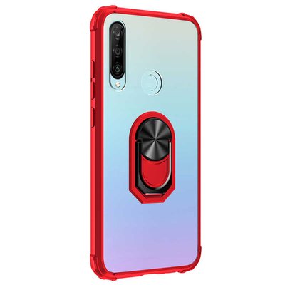 Microsonic Huawei P30 Lite Kılıf Grande Clear Ring Holder Kırmızı