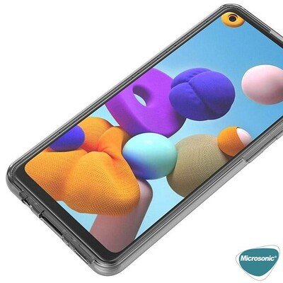 Microsonic Samsung Galaxy A21s Kılıf Komple Gövde Koruyucu Silikon Şeffaf