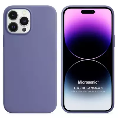 Microsonic Apple iPhone 14 Pro Max Kılıf Liquid Lansman Silikon Lavanta Grisi