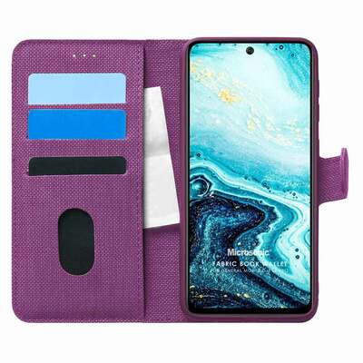 Microsonic General Mobile GM 21 Pro Kılıf Fabric Book Wallet Mor